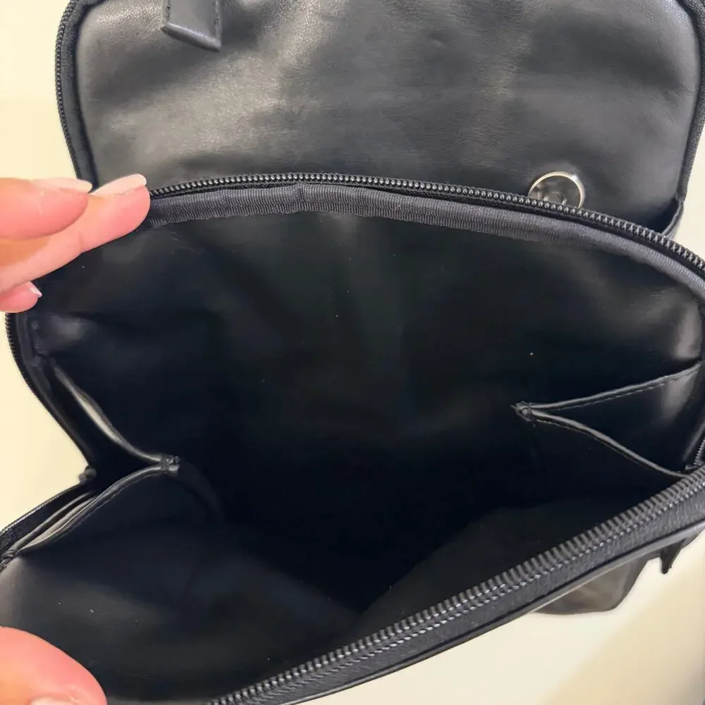 Vintage Tignanello Black Leather Backpack Purse